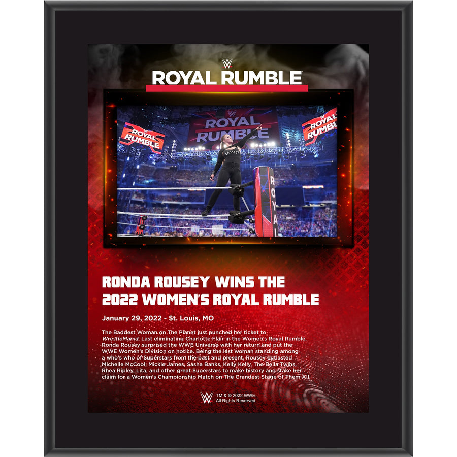 Ronda Rousey WWE 10.5" x 13" 2022 Royal Rumble Sublimated Plaque