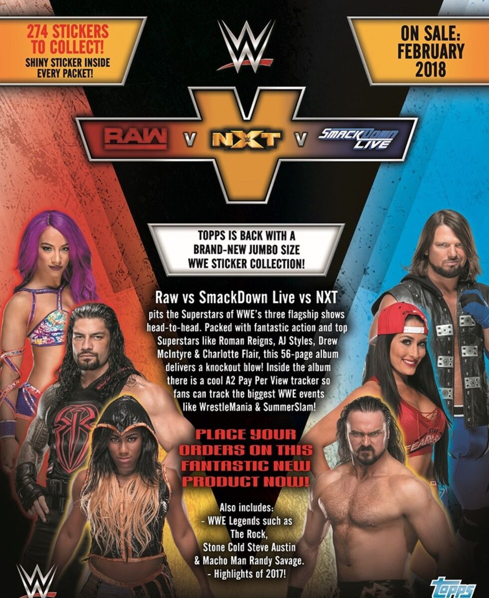 WWE Official Sticker Collection Album 2018 Stickers Album PW Catalog