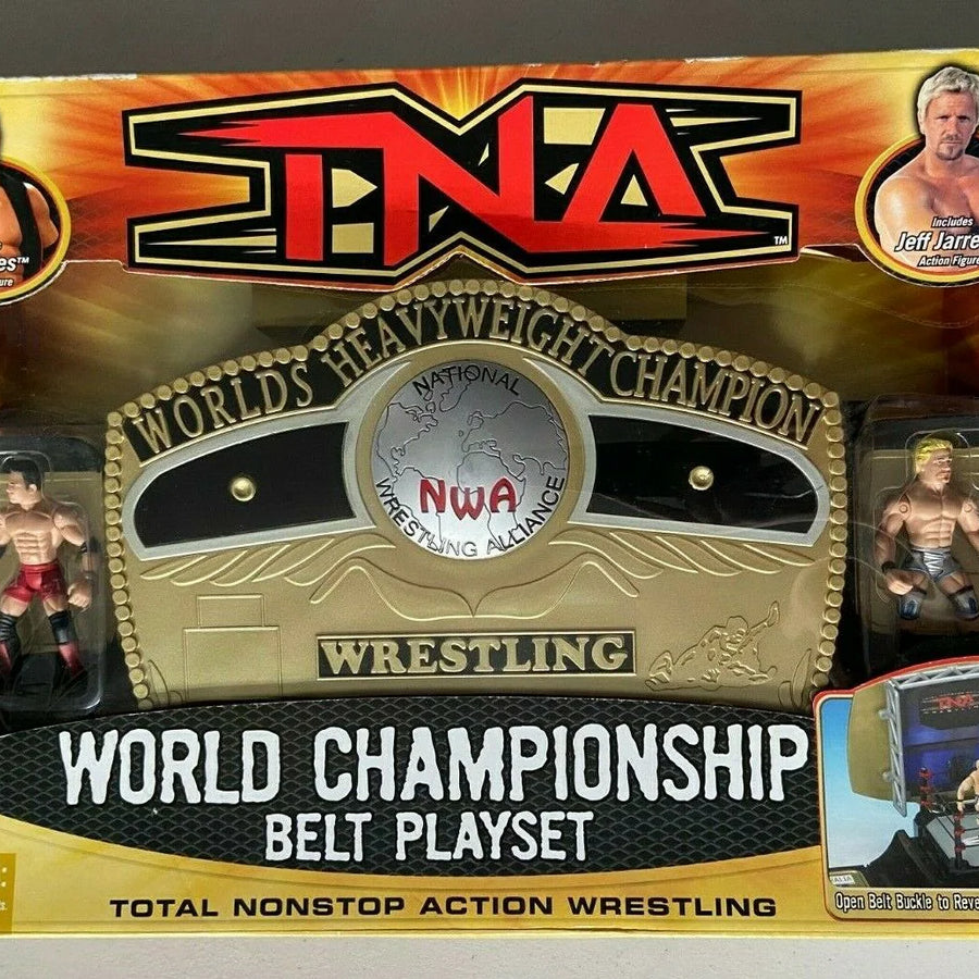 2006 Total Nonstop Action [TNA] Marvel Toys World Championship Belt Playset [With AJ Styles in Red Trunks & Jeff Jarrett] Action & Toy Figures PWcatalog