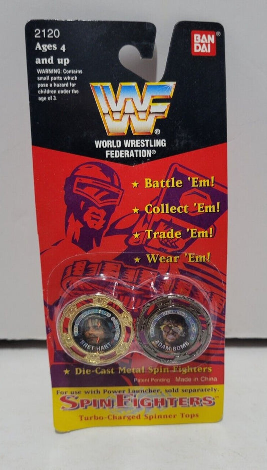 WWF Spin Fighters Bret Hart & Adam Bomb 1994 by Bandai