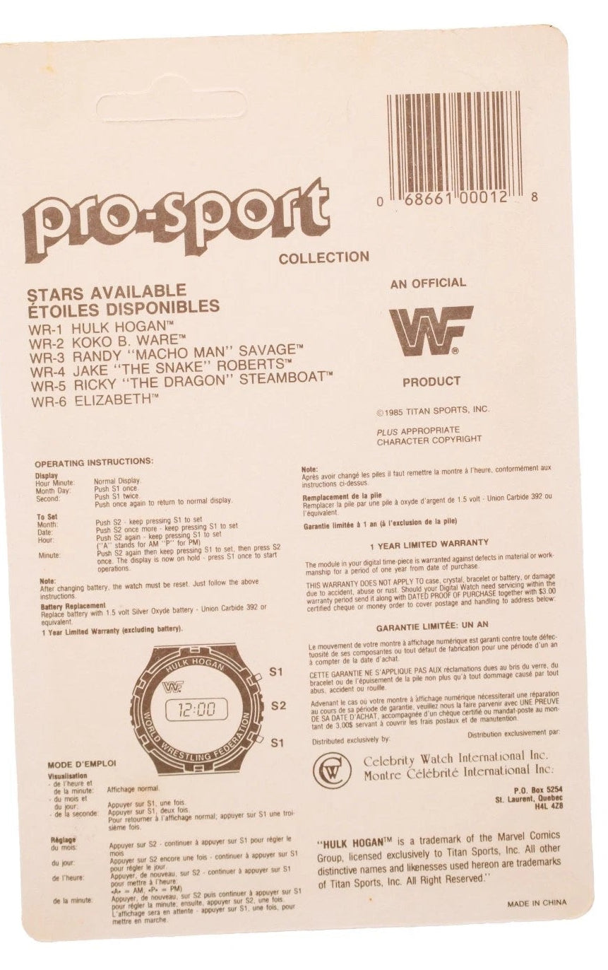 1985 WWF Hulk Hogan Watch Watches PWcatalog