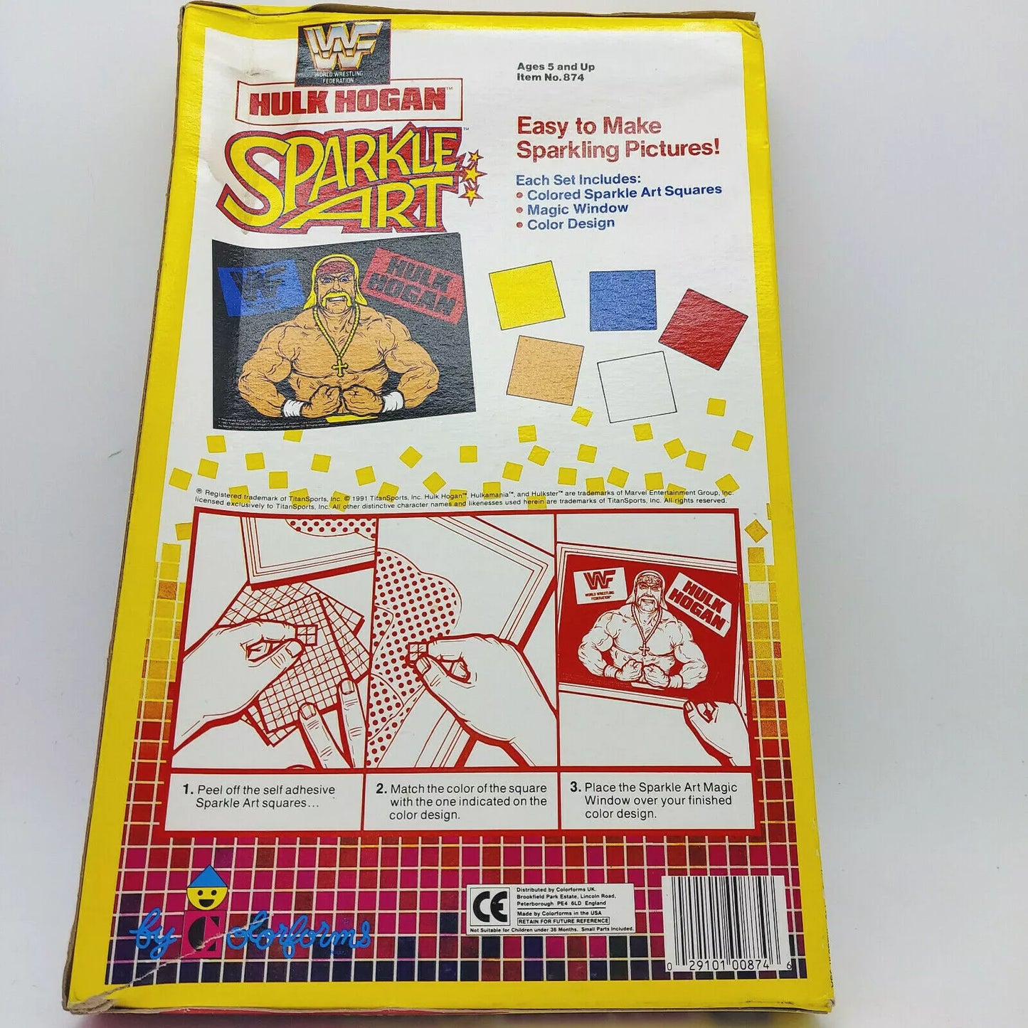 1991 WWF Wrestling Hulk Hogan Sparkle Art By Colorforms