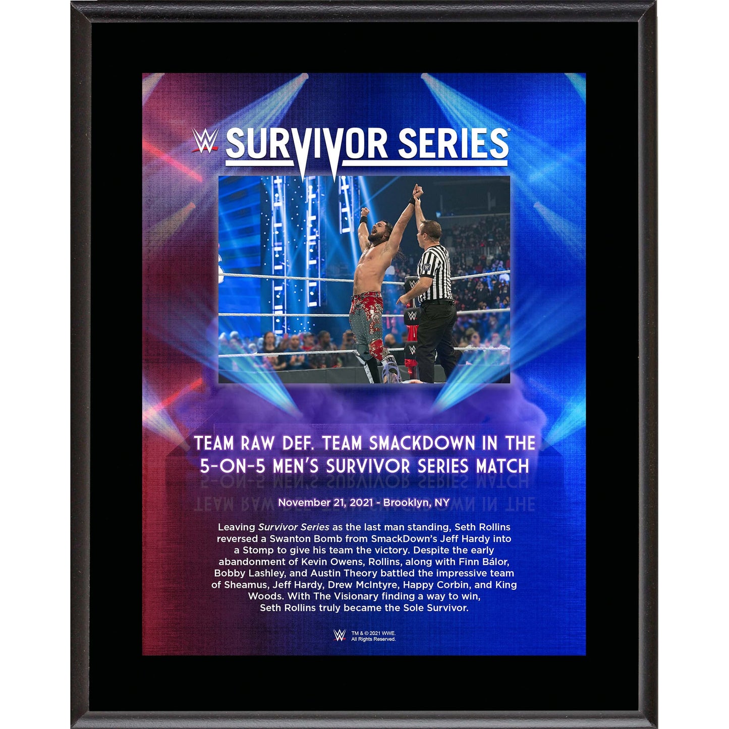 Seth "Freakin" Rollins 10.5" x 13" 2021 Survivor Series Sublimated Plaque