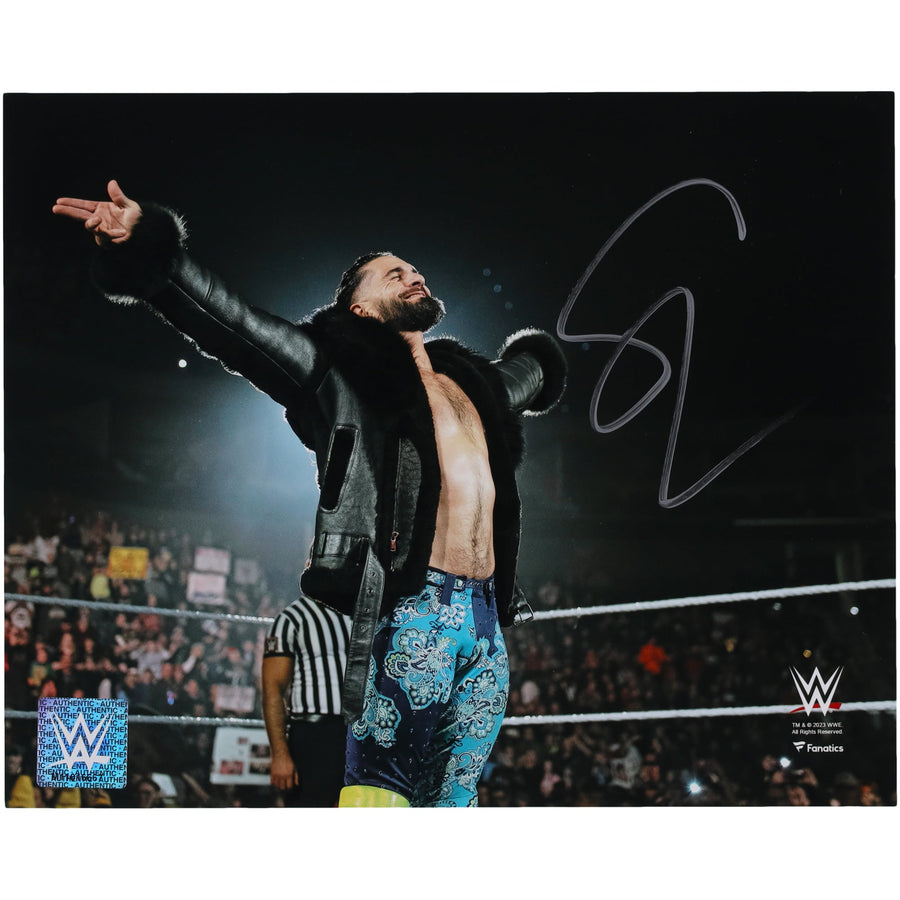 Seth "Freakin" Rollins WWE Autographed 8" x 10" Black Jacket in Ring Spotlight Photograph