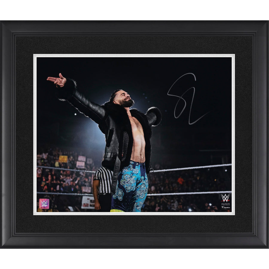Seth "Freakin" Rollins WWE Autographed Framed 16" x 20" In Ring Black Jacket in Spotlight Photograph