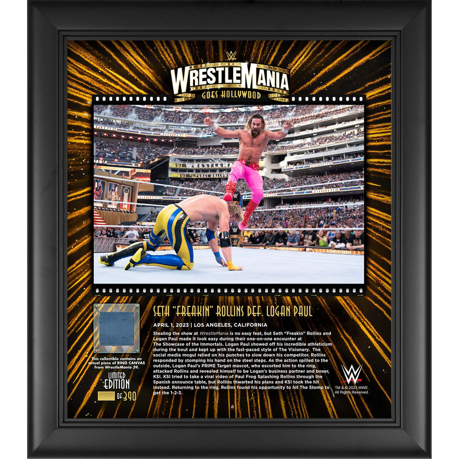 Seth "Freakin" Rollins WWE Framed 15" x 17" 2023 WrestleMania 39 Night 1 Collage with a Piece of Match-Used Canvas - Limited Edition of 390