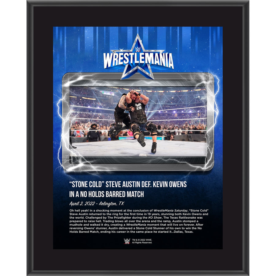 "Stone Cold" Steve Austin 10.5" x 13" WrestleMania 38 Night 1 Sublimated Plaque Plaque PWcatalog