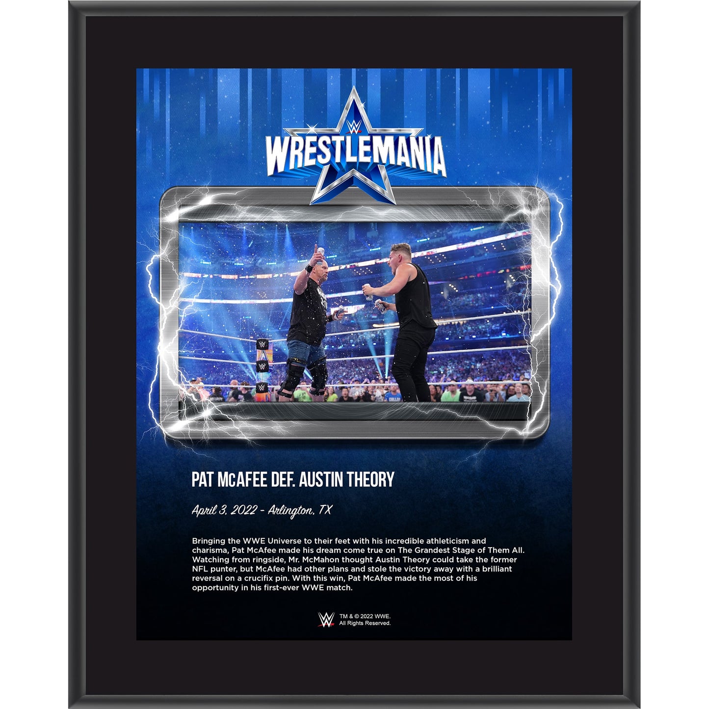 "Stone Cold" Steve Austin 10.5" x 13" WrestleMania 38 Night 2 Sublimated Plaque