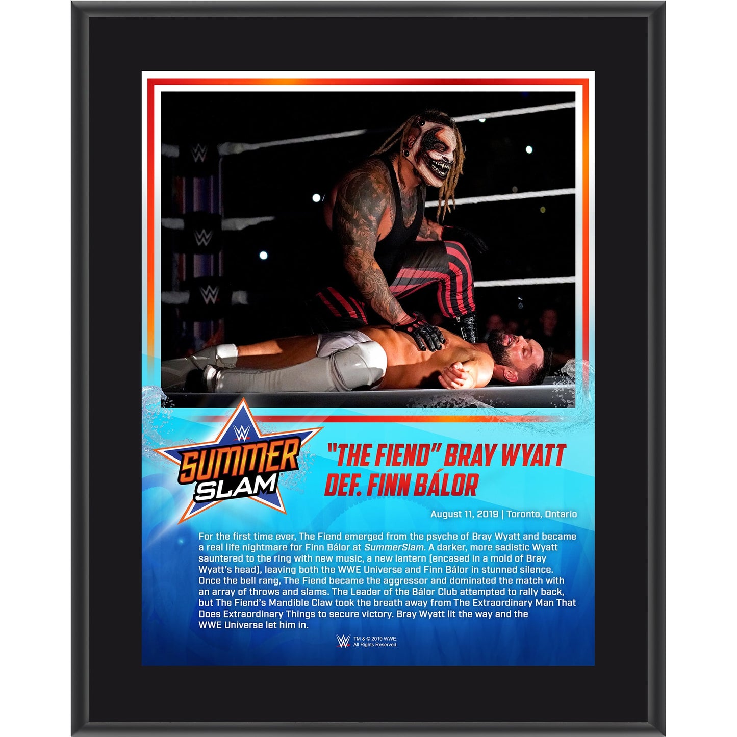 ''The Fiend'' Bray Wyatt 10.5" x 13" 2019 SummerSlam Sublimated Plaque