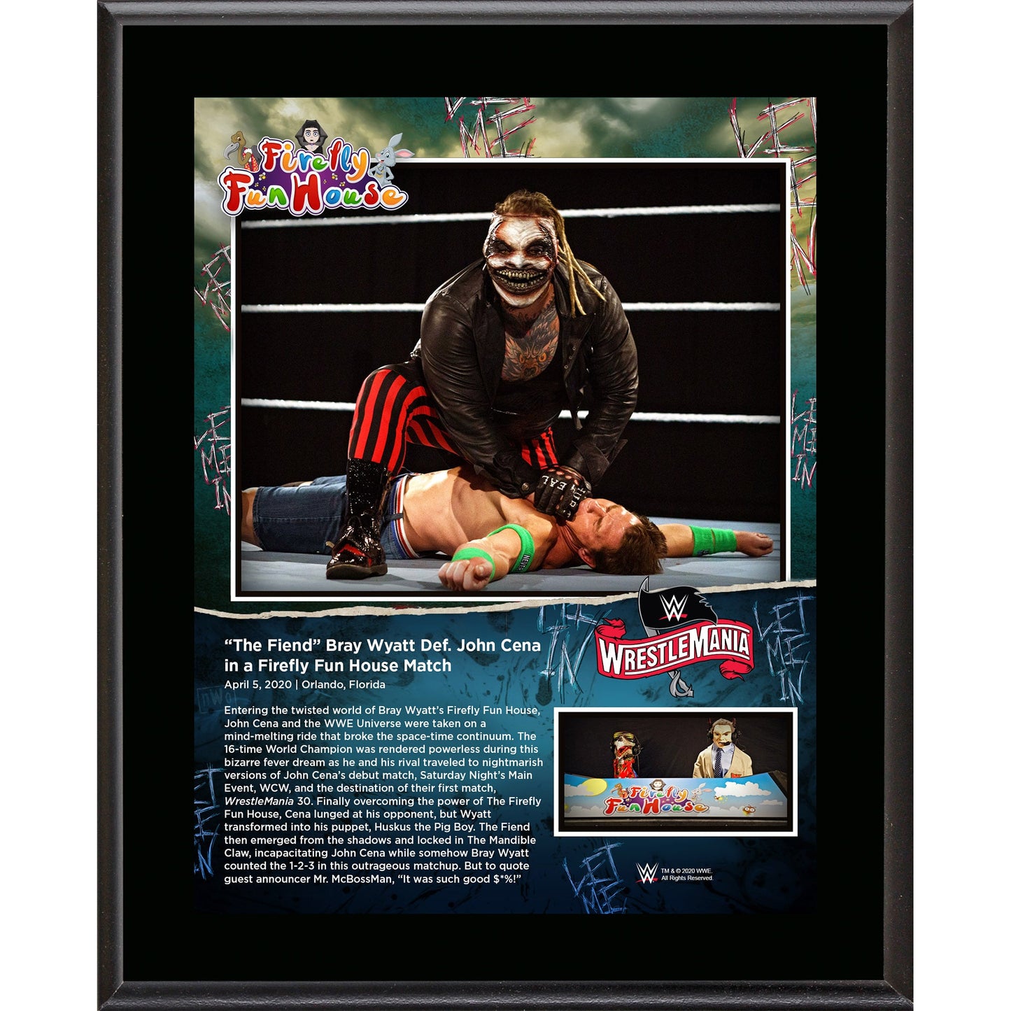 ''The Fiend'' Bray Wyatt Framed 10.5" x 13" WrestleMania 36 Sublimated Plaque