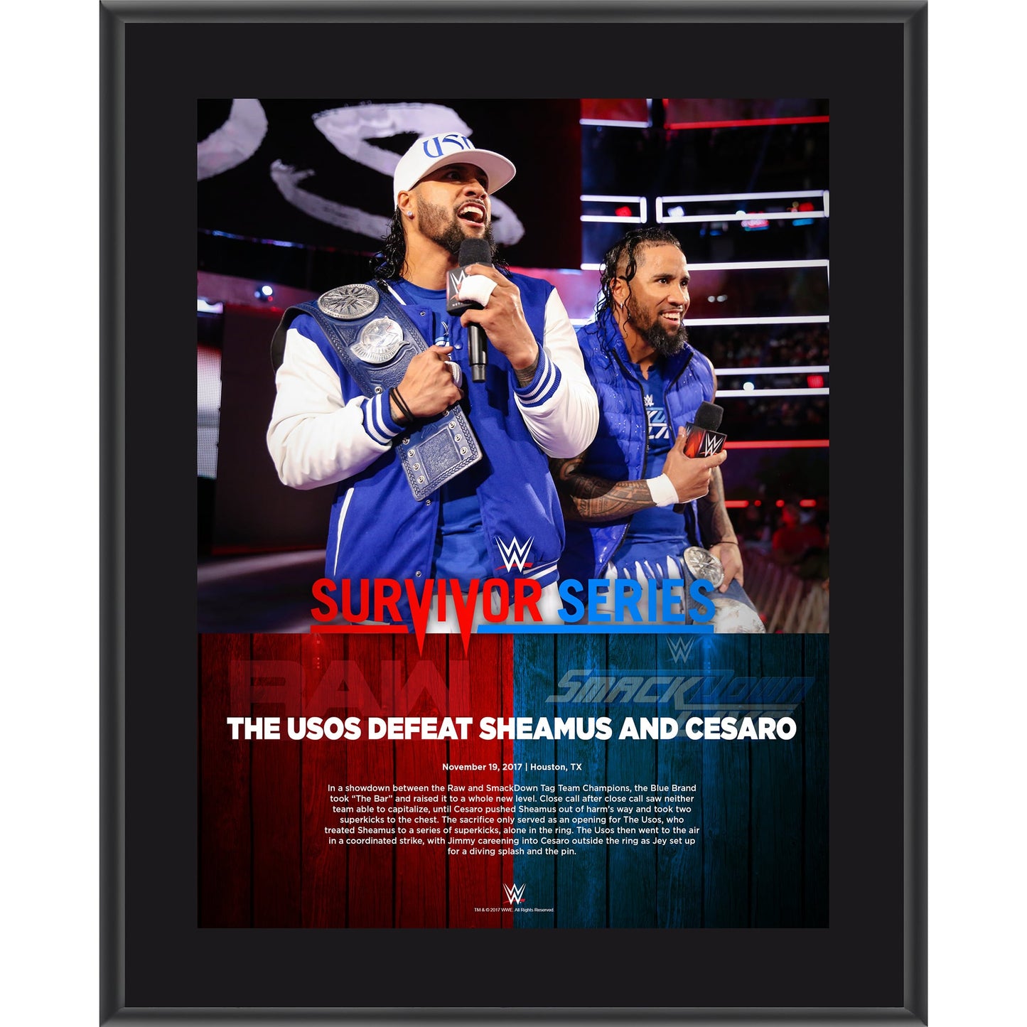 The Usos 10.5" x 13" 2017 Survivor Series Sublimated Plaque