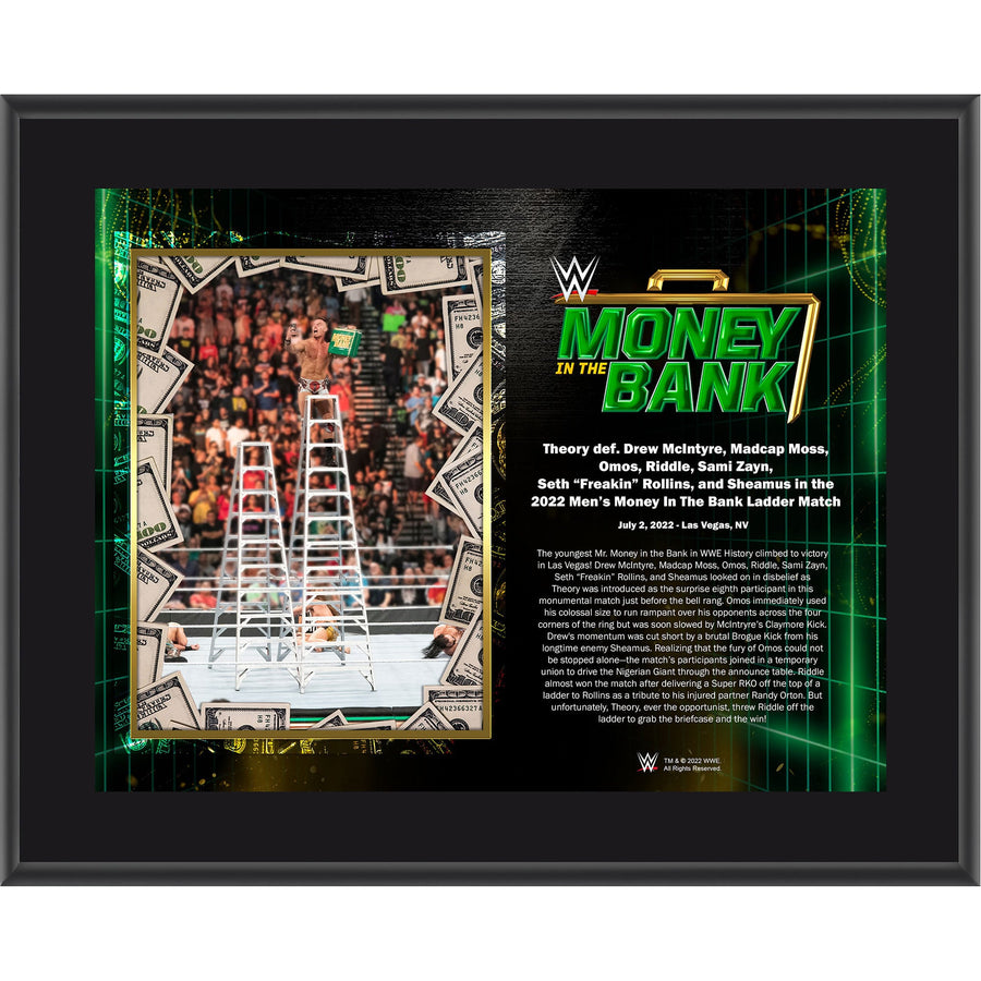 Theory Framed 10.5'' x 13'' 2022 Money in the Bank Sublimated Plaque