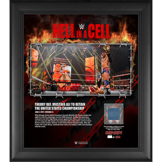 Theory Framed 15'' x 17'' 2022 Hell in a Cell Collage with a Piece of Match-Used Canvas - Limited Edition of 250 Memorabilia PWcatalog