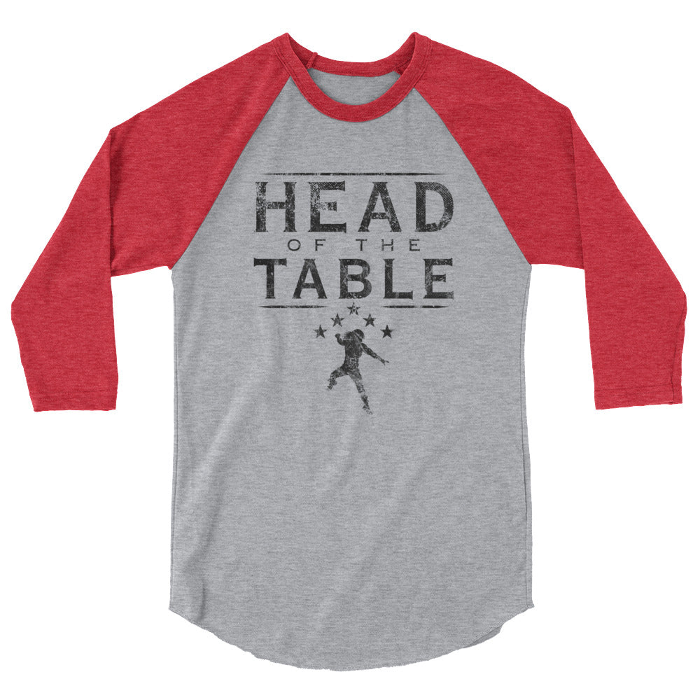 [Color:Heather Grey/Heather Red] Roman Reigns "Head of The Table" 3/4 Sleeve Raglan Shirt