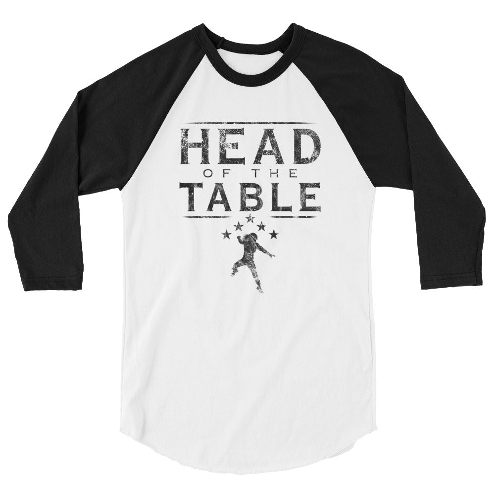 [Color:White/Black] Roman Reigns "Head of The Table" 3/4 Sleeve Raglan Shirt