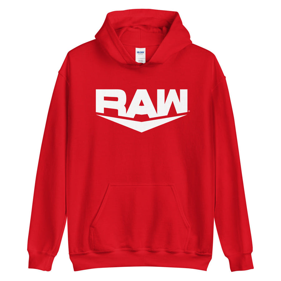 [Color:Red] RAW Logo Pullover Hoodie Sweatshirt