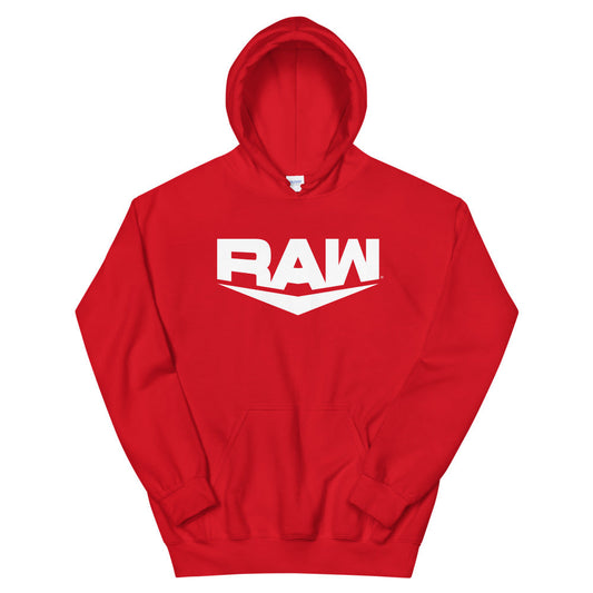 [Color:Red] RAW Logo Pullover Hoodie Sweatshirt