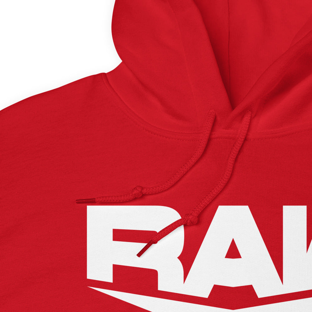 [Color:Red] RAW Logo Pullover Hoodie Sweatshirt