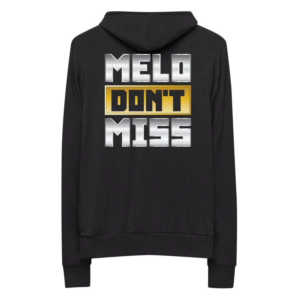 [Color:Charcoal Black Triblend] Carmelo Hayes "Melo Don't Miss" Lightweight Full-Zip Hoodie Sweatshirt
