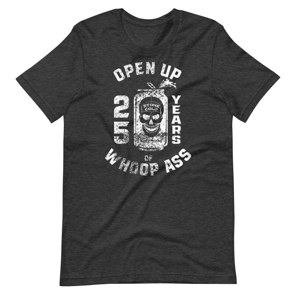 [Color:Dark Grey Heather] [Color:Black] Stone Cold Steve Austin "25 Years of Whoop Ass" T-Shirt