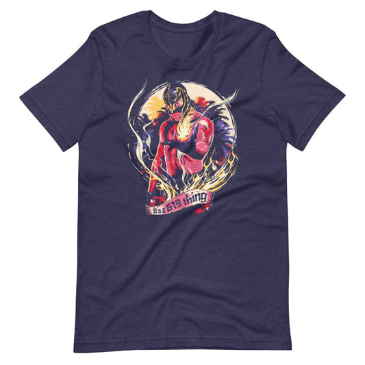 [Color:Heather Midnight Navy] Rey Mysterio "619 Thing Illustration" T-Shirt