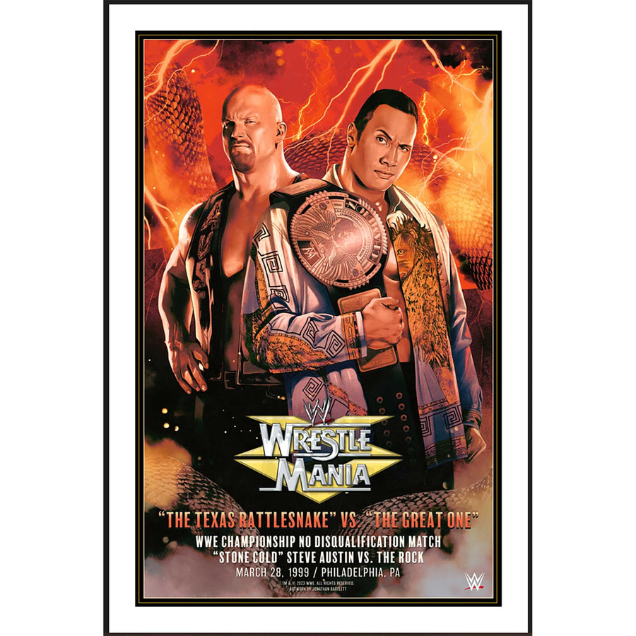 WWE WrestleMania XV Unsigned 24" x 36" The Rock Vs. Stone Cold Steve Austin Jonathan Bartlett Art Print