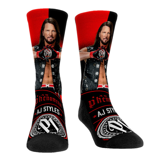 Youth Rock Em Socks AJ Styles Stare Down Crew Socks