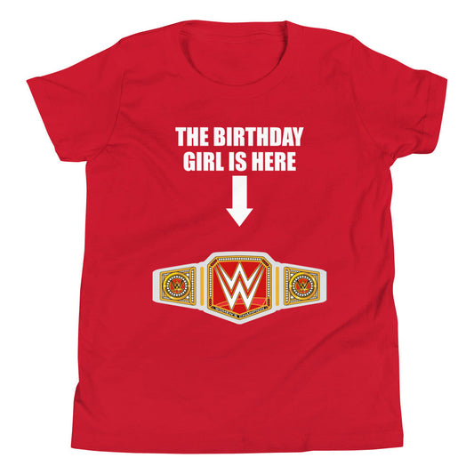 Women's Championship "Birthday Girl is Here" Youth T-Shirt Red PWcatalog
