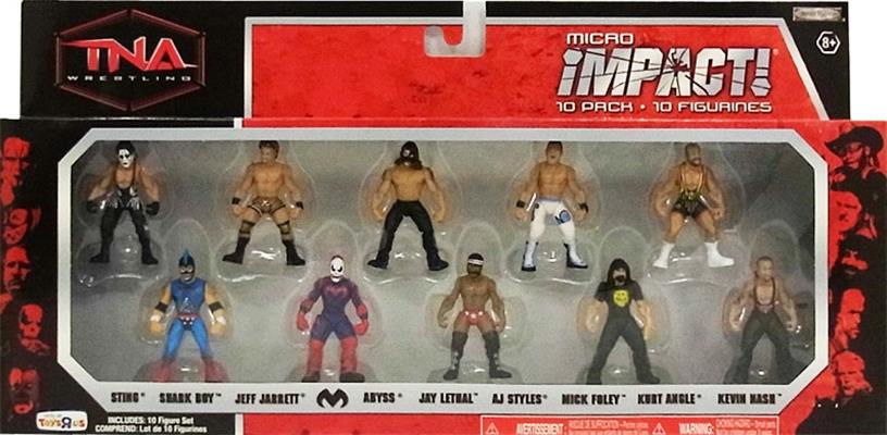 TNA/Impact Wrestling Jakks Pacific Micro Impact! Multipack: Micro Impact! 10 Pack: Sting, Shark Boy, Jeff Jarrett, Suicide, Abyss, Jay Lethal, AJ Styles, Mick Foley, Kurt Angle & Kevin Nash [Exclusive] Action & Toy Figures PWcatalog