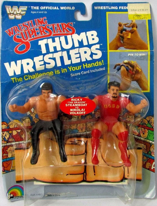 WWF LJN Wrestling Superstars Thumb Wrestlers Ricky "The Dragon" Steamboat vs. Nikolai Volkoff