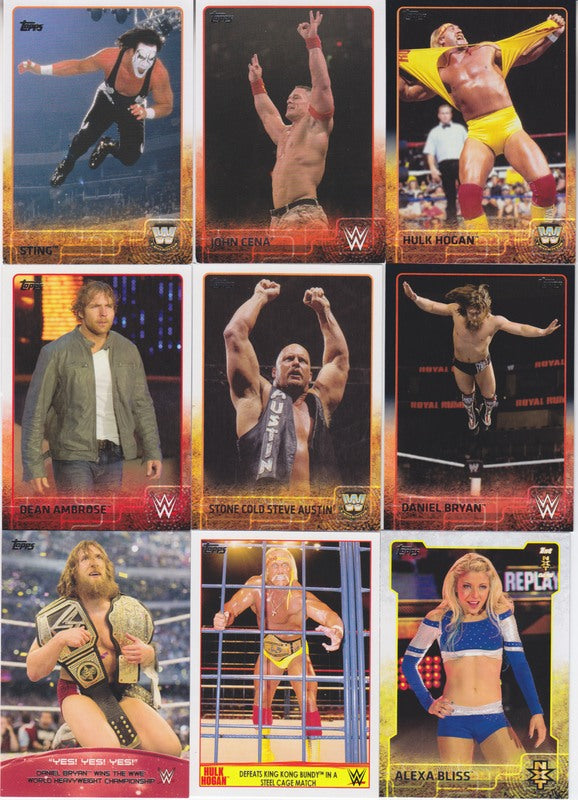 2015 Topps WWE mini-master set (106:includes dvd insert (6) expansion set, +70 catch phrase, 10 Hulk Hogan,10 NXT) PW Catalog