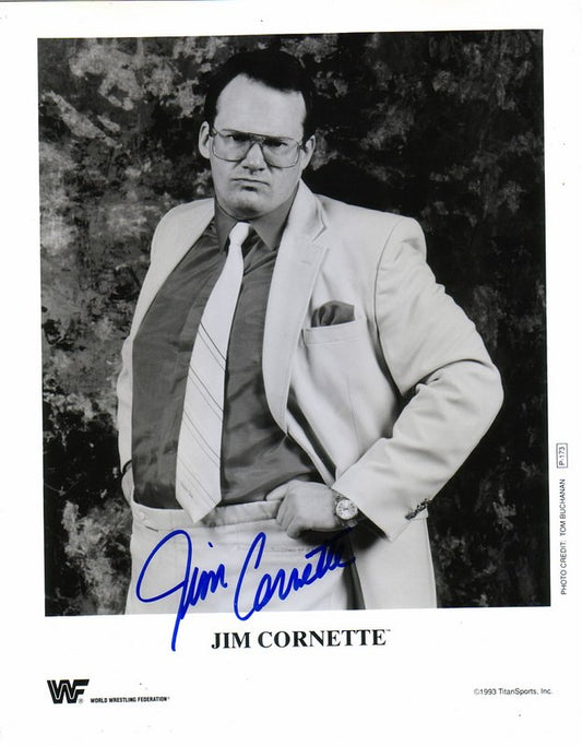 1993 Jim Cornette P173 (WWF debut) (signed) b/w 