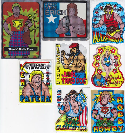 1984 WMMC Vending Misc. Wrestling Stars Prism Stickers (8 dif.)