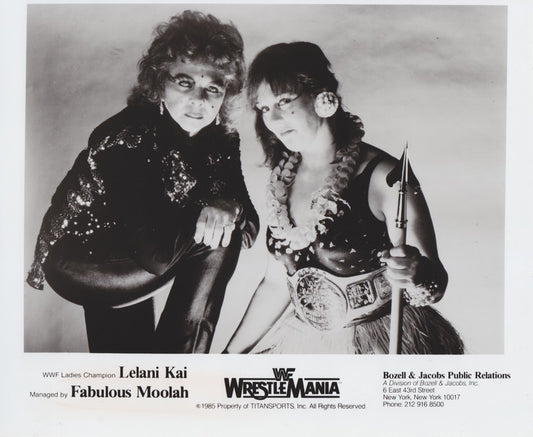 WWF-Promo-Photos1985-WWF-LADIES-CHAMPION-Lelani-Kai-Fabulous-Moolah-Wrestlemania-1-