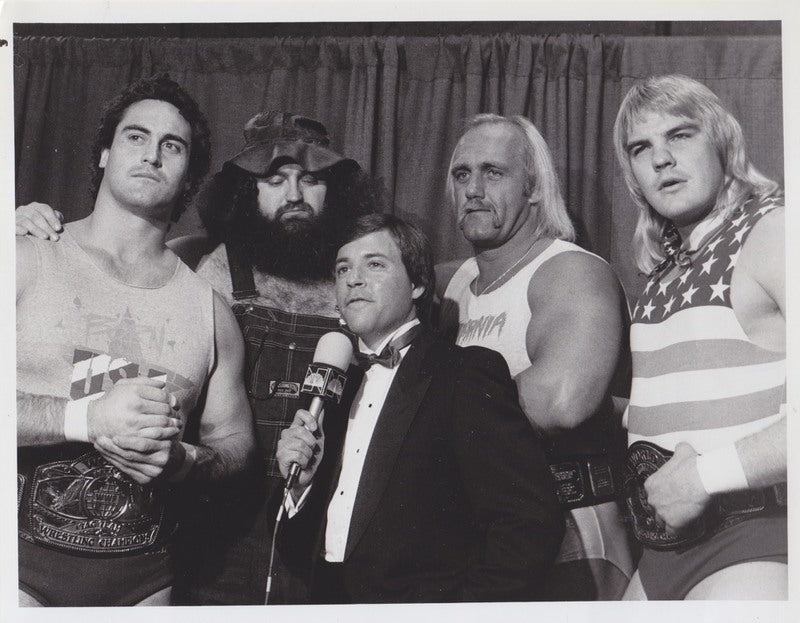WWF-Promo-Photos1985-NBC-Sportsworld-Special:-Hulk-Hogan,-U.S.-Express-Hillbilly-Jim-Bob-Costas-
