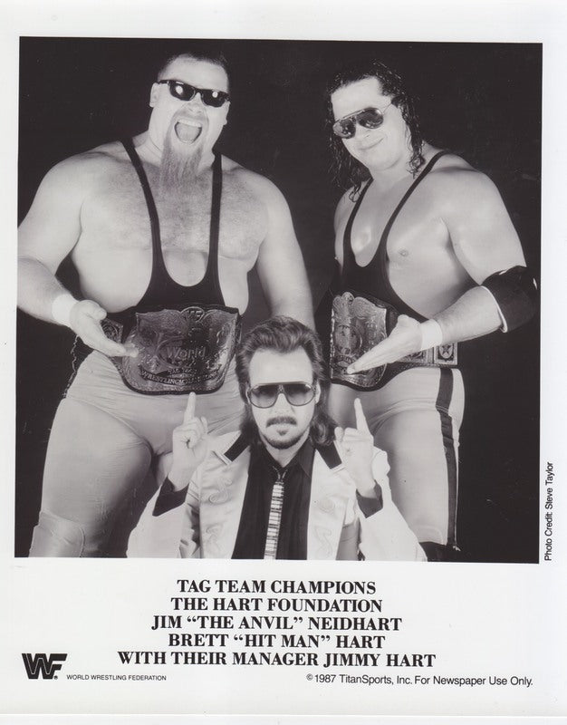 WWF-Promo-Photos1987-WWF-TAG-TEAM-CHAMPIONS-Hart-Foundation-Jimmy-Hart-