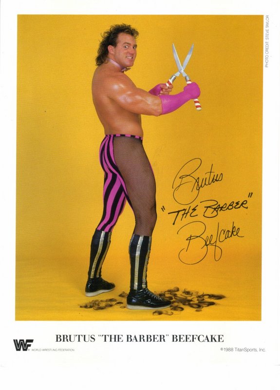 1988 Brutus "the Barber" Beefcake color (pre-print signature) PWcatalog
