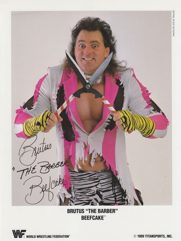 1989 Brutus "the Barber" Beefcake color (pre-printed autograph) PWcatalog