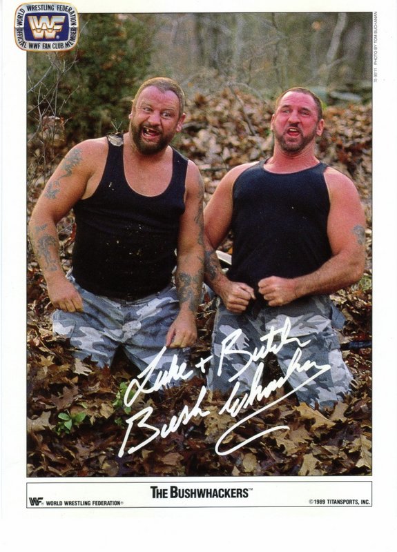 1989 Bushwhackers fan club promo color (pre-printed autograph) PWcatalog