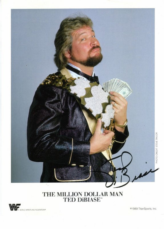 WWF-Promo-Photos1989-Million-Dollar-Man-Ted-Dibiase-color-pre-printed-autograph-