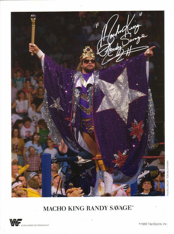 1989 Macho King Randy Savage (pre-printed autograph) color PWcatalog