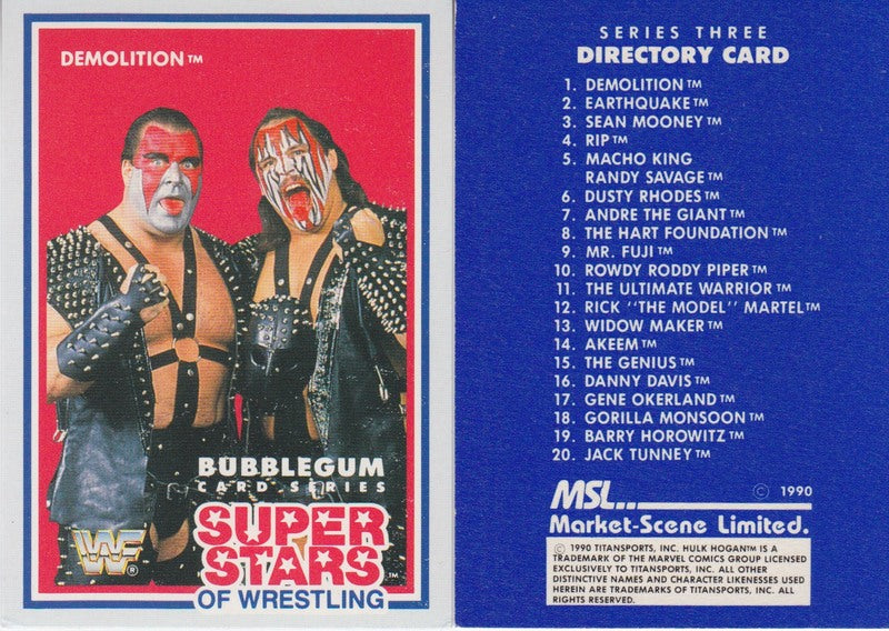 1990 Market-Scene Ltd. WWF Superstars of Wrestling Series 3B (20+xlist) Nm approx 2020 value:$500 PW Catalog