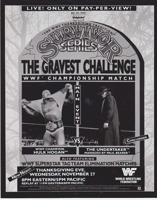 1991 Survivor Series Hulk vs. Undertaker PWcatalog