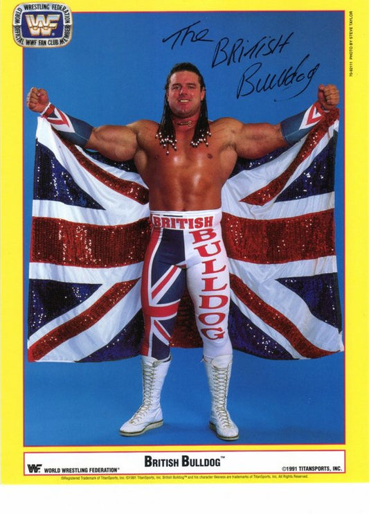 WWF-Promo-Photos1991-British-Bulldog-fan-club-promo-color-pre-printed-autograph-