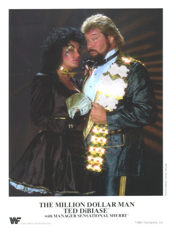 WWF-Promo-Photos1991-Million-Dollar-Man-Ted-Dibiase-Sensational-Sherri-color-