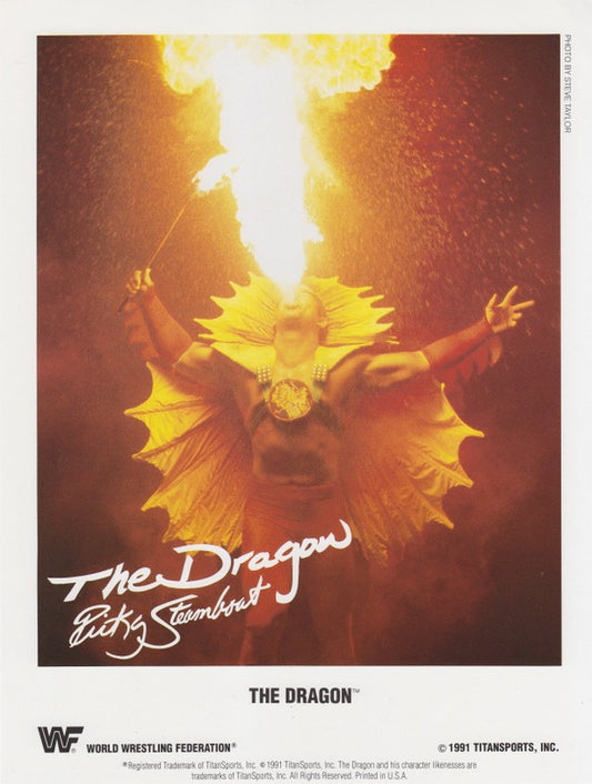 WWF-Promo-Photos1991-The-Dragon-color-pre-printed-autograph-