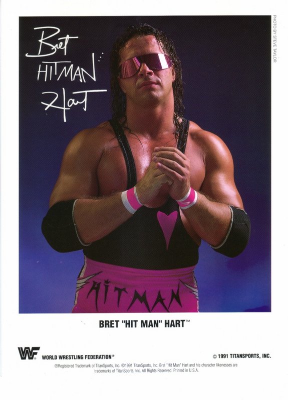 WWF-Promo-Photos1991-Bret-Hitman-Hart-color-pre-printed-autograph-