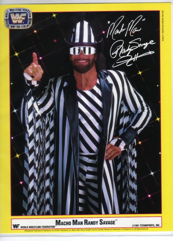 1991 Macho Man Randy Savage fan club promo color (pre-printed autograph) PWcatalog