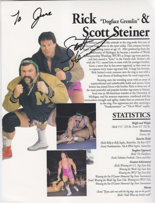 WCW Steiner Bros. (signed) 8.5x11 PW Catalog