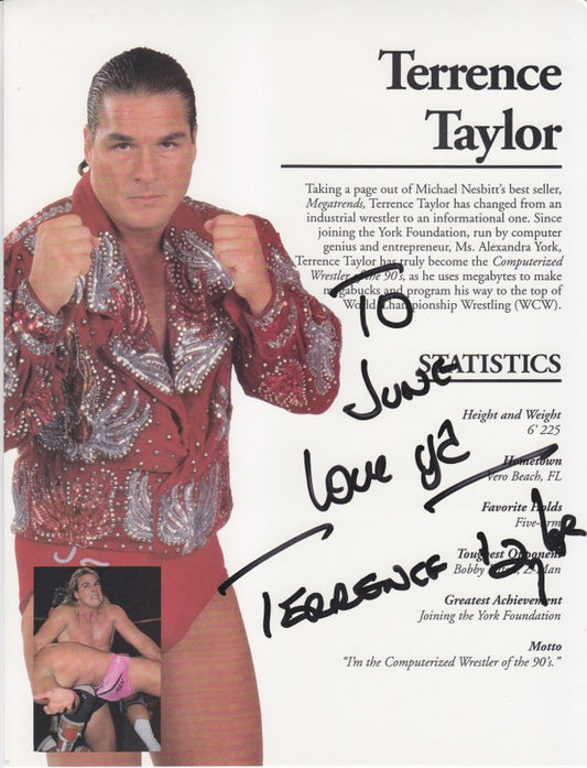WCW Terry Taylor (signed) 8.5x11 PW Catalog